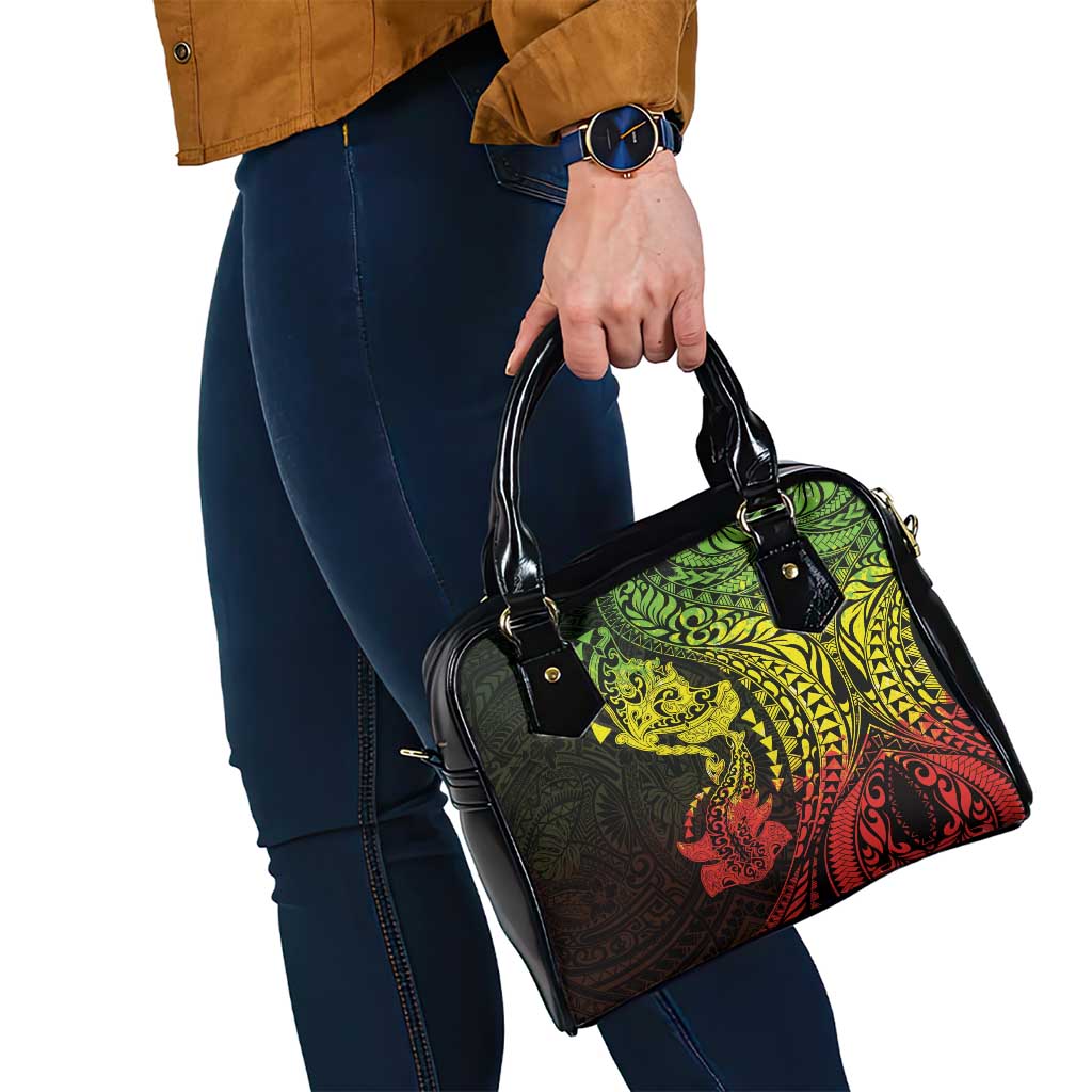Hawaiian Manta Ray and Hammerhead Shark Tribal Tattoo Shoulder Handbag with Polynesian Tribal Pattern Reggae Style LT03 - Polynesian Pride