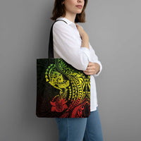 Hawaiian Manta Ray and Hammerhead Shark Tribal Tattoo Tote Bag with Polynesian Tribal Pattern Reggae Style