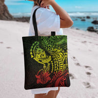 Hawaiian Manta Ray and Hammerhead Shark Tribal Tattoo Tote Bag with Polynesian Tribal Pattern Reggae Style