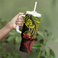 Hawaiian Manta Ray and Hammerhead Shark Tribal Tattoo Tumbler With Handle with Polynesian Tribal Pattern Reggae Style