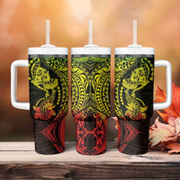 Hawaiian Manta Ray and Hammerhead Shark Tribal Tattoo Tumbler With Handle with Polynesian Tribal Pattern Reggae Style