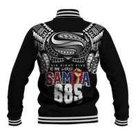 Super Samoa-Six Eight Five to The World Baseball Jacket Traditional Samoan Tattoo Black Color LT03 - Polynesian Pride