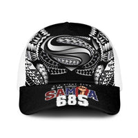 Super Samoa-Six Eight Five to The World Baseball Net Cap Traditional Samoan Tattoo Black Color LT03 One Size White Black - Polynesian Pride