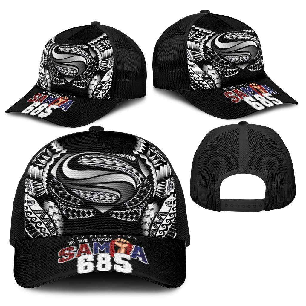 Super Samoa-Six Eight Five to The World Baseball Net Cap Traditional Samoan Tattoo Black Color LT03 - Polynesian Pride