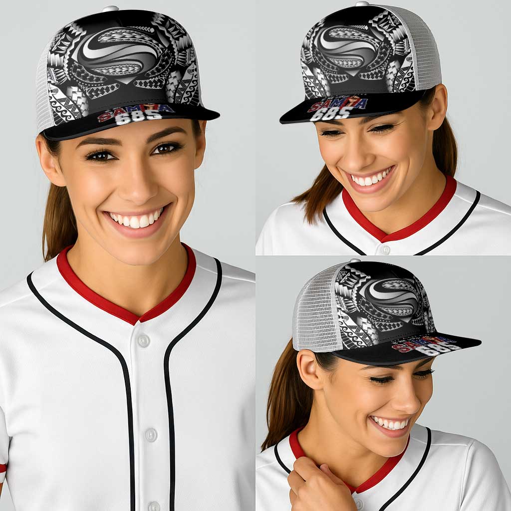 Super Samoa-Six Eight Five to The World Baseball Net Cap Traditional Samoan Tattoo Black Color LT03 - Polynesian Pride