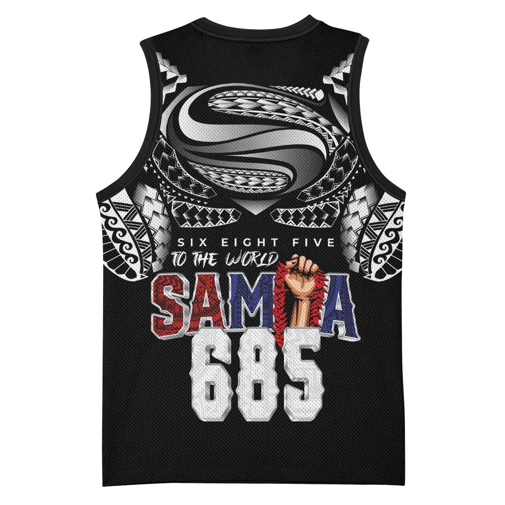 Super Samoa-Six Eight Five to The World Basketball Jersey Traditional Samoan Tattoo Black Color LT03 - Polynesian Pride