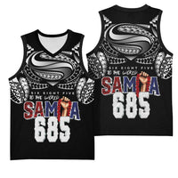 Super Samoa-Six Eight Five to The World Basketball Jersey Traditional Samoan Tattoo Black Color LT03 - Polynesian Pride
