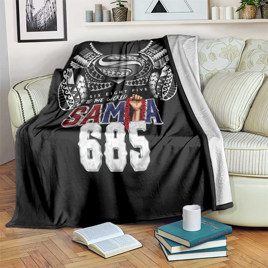 Super Samoa-Six Eight Five to The World Blanket Traditional Samoan Tattoo Black Color LT03 Black - Polynesian Pride
