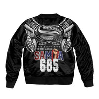 Super Samoa-Six Eight Five to The World Bomber Jacket Traditional Samoan Tattoo Black Color LT03 - Polynesian Pride