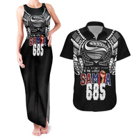 Super Samoa-Six Eight Five to The World Couples Matching Tank Maxi Dress and Hawaiian Shirt Traditional Samoan Tattoo Black Color LT03 Black - Polynesian Pride