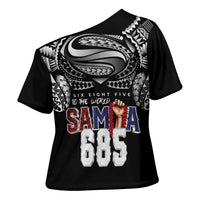 Super Samoa-Six Eight Five to The World Cross Shoulder Shirt Traditional Samoan Tattoo Black Color LT03 - Polynesian Pride