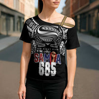 Super Samoa-Six Eight Five to The World Cross Shoulder Shirt Traditional Samoan Tattoo Black Color LT03 - Polynesian Pride