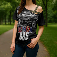 Super Samoa-Six Eight Five to The World Cross Shoulder Shirt Traditional Samoan Tattoo Black Color LT03 - Polynesian Pride