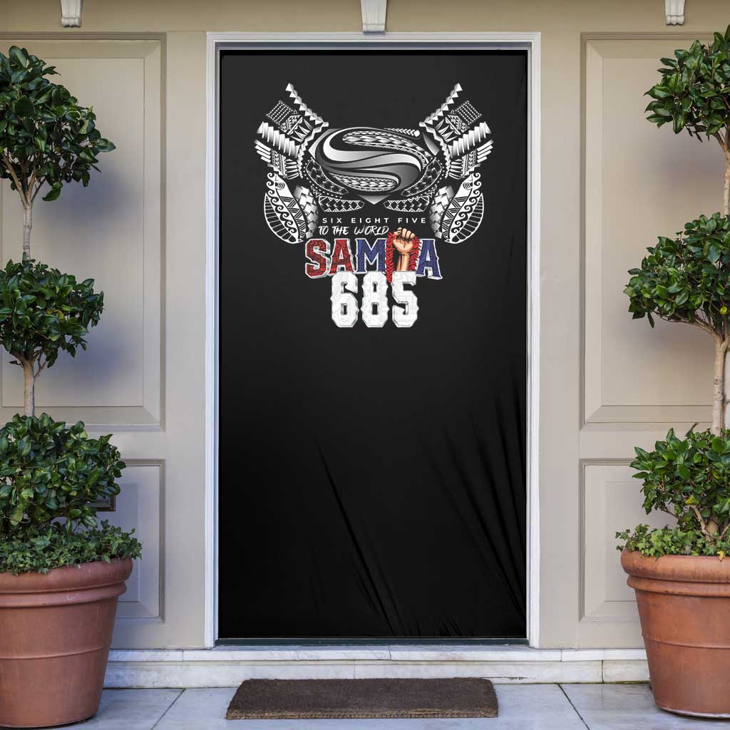Super Samoa-Six Eight Five to The World Door Cover Traditional Samoan Tattoo Black Color LT03 Black - Polynesian Pride