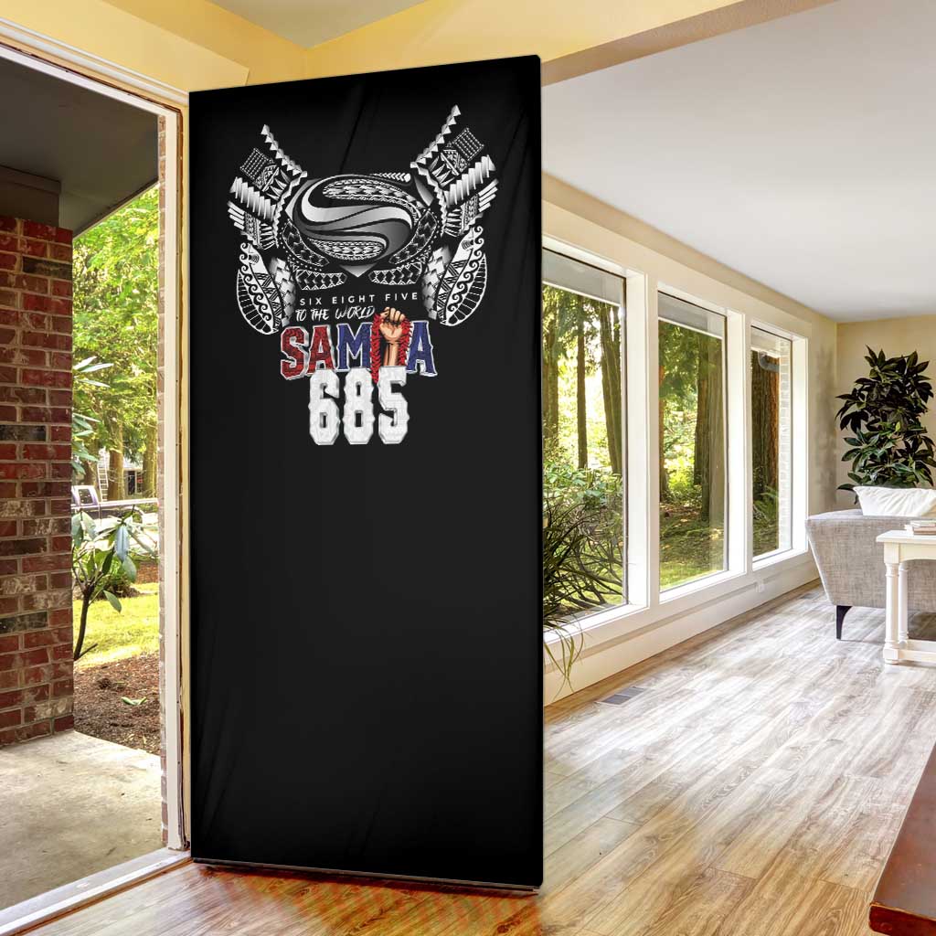 Super Samoa-Six Eight Five to The World Door Cover Traditional Samoan Tattoo Black Color LT03 - Polynesian Pride
