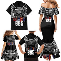 Super Samoa-Six Eight Five to The World Family Matching Mermaid Dress and Hawaiian Shirt Traditional Samoan Tattoo Black Color LT03 - Polynesian Pride