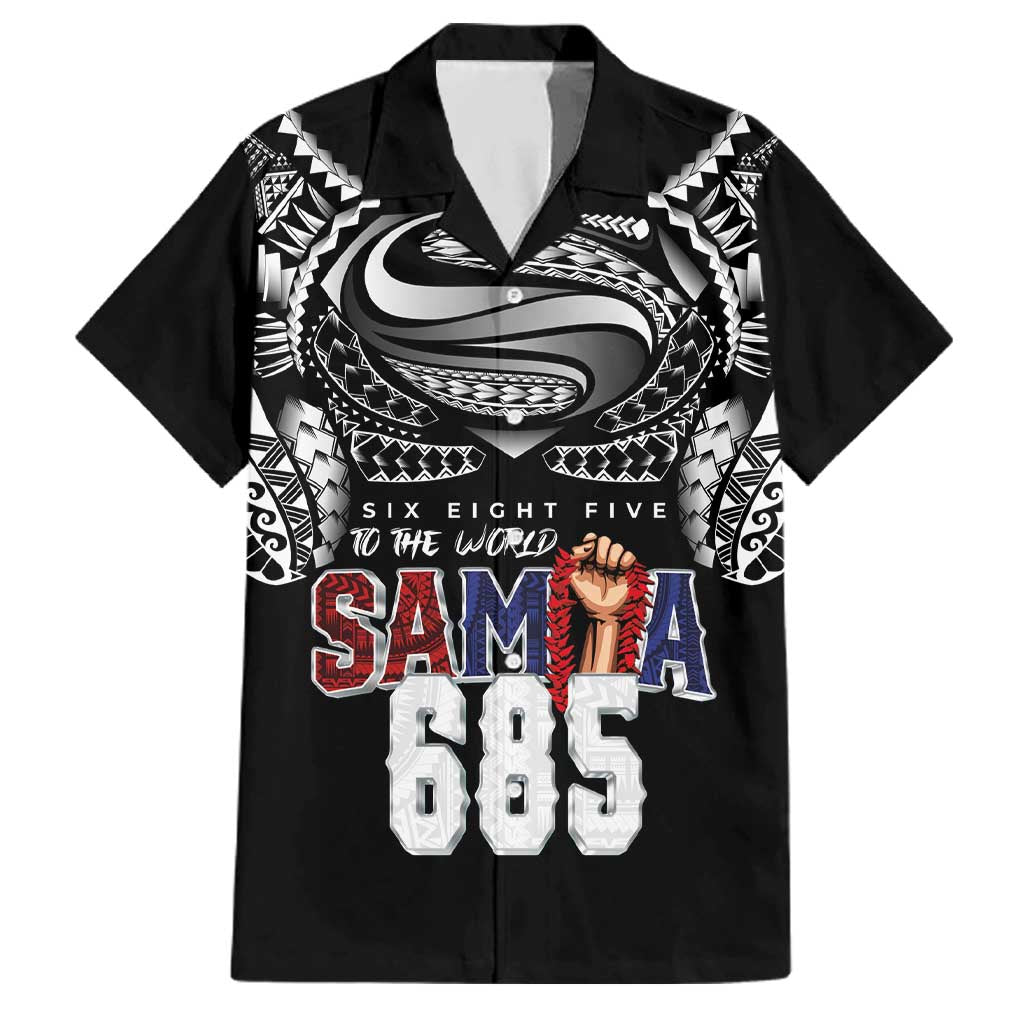 Super Samoa-Six Eight Five to The World Family Matching Mermaid Dress and Hawaiian Shirt Traditional Samoan Tattoo Black Color LT03 Dad's Shirt - Short Sleeve Black - Polynesian Pride