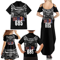 Super Samoa-Six Eight Five to The World Family Matching Summer Maxi Dress and Hawaiian Shirt Traditional Samoan Tattoo Black Color