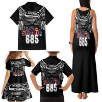 Super Samoa-Six Eight Five to The World Family Matching Tank Maxi Dress and Hawaiian Shirt Traditional Samoan Tattoo Black Color