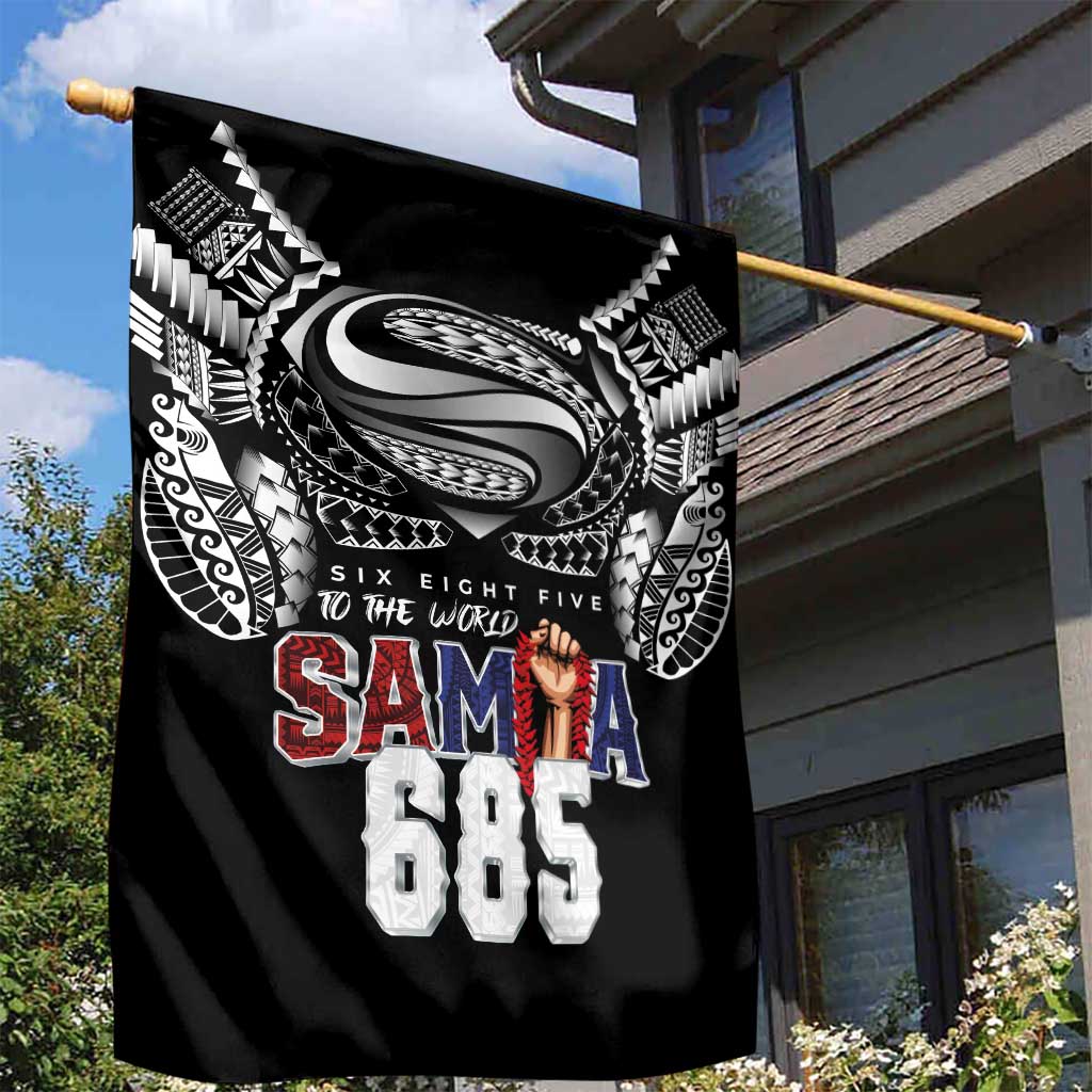 Super Samoa-Six Eight Five to The World Garden Flag Traditional Samoan Tattoo Black Color