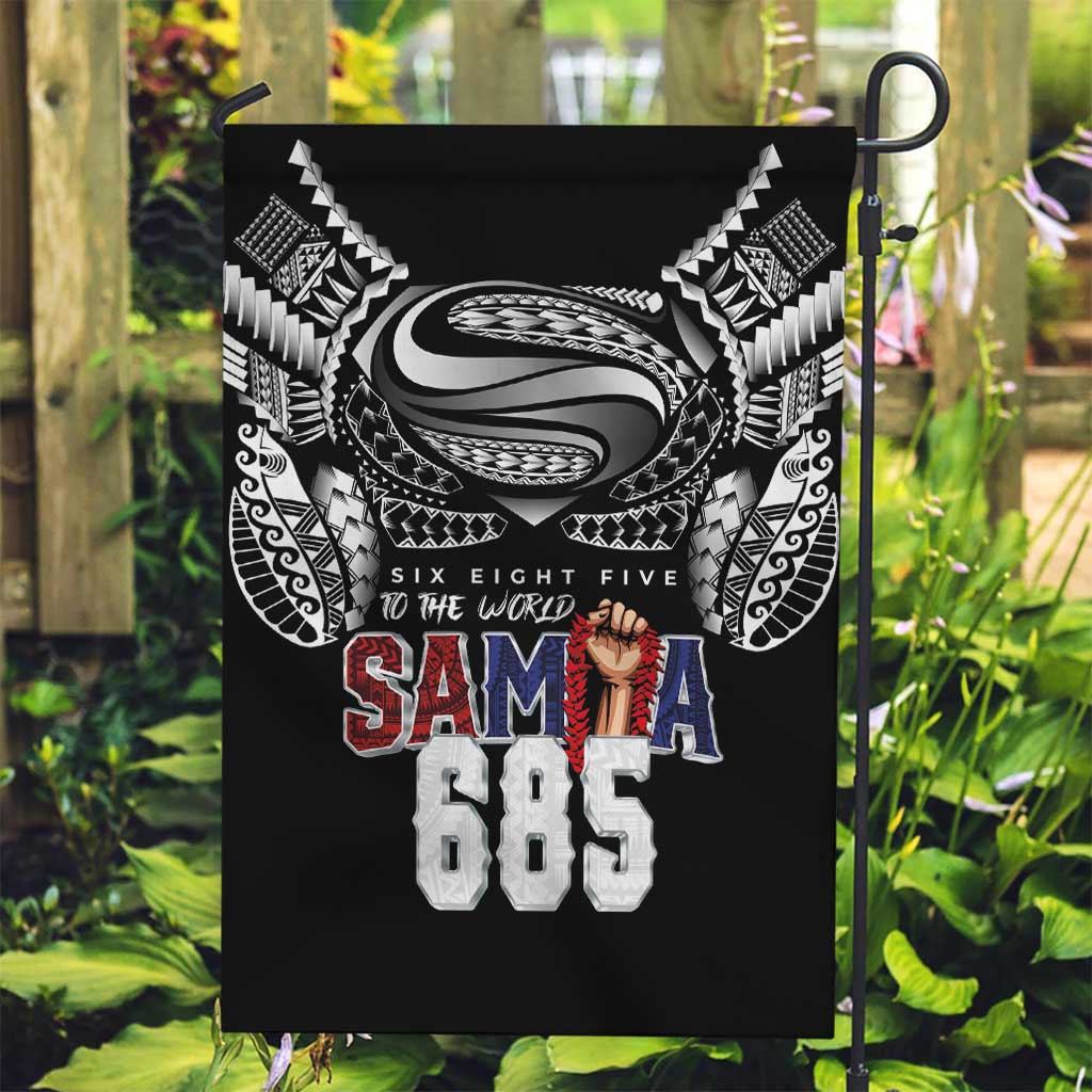 Super Samoa-Six Eight Five to The World Garden Flag Traditional Samoan Tattoo Black Color