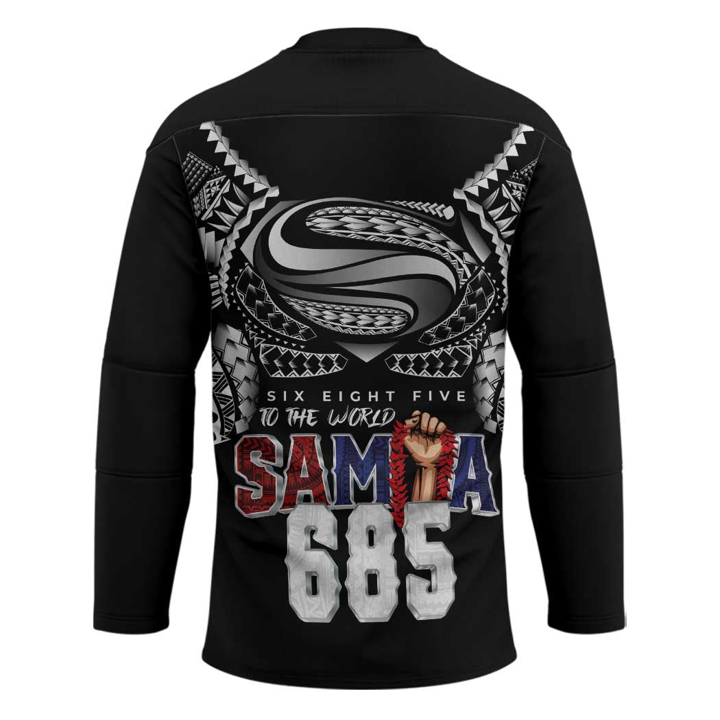 Super Samoa-Six Eight Five to The World Hockey Jersey Traditional Samoan Tattoo Black Color LT03 - Polynesian Pride
