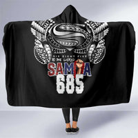 Super Samoa-Six Eight Five to The World Hooded Blanket Traditional Samoan Tattoo Black Color