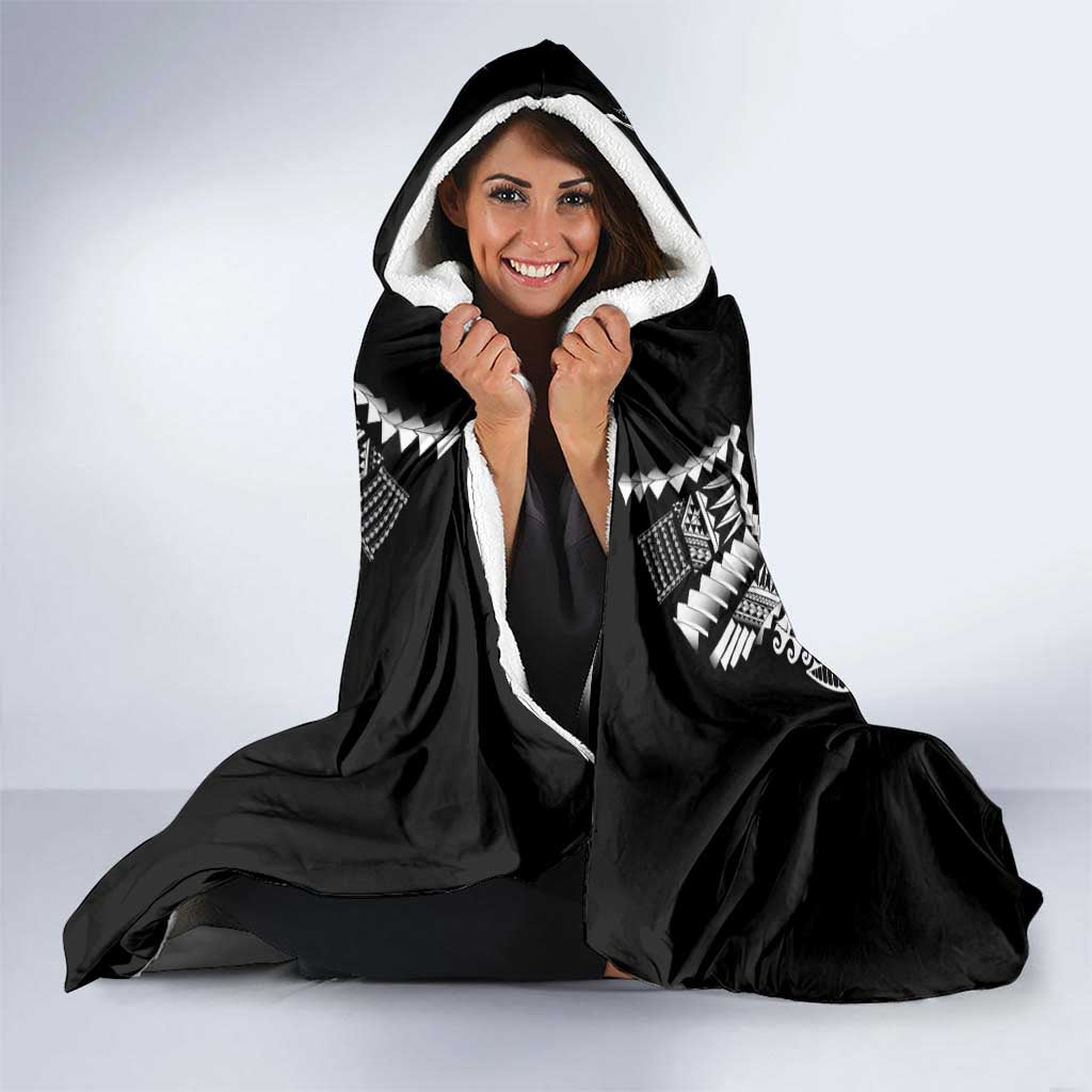 Super Samoa-Six Eight Five to The World Hooded Blanket Traditional Samoan Tattoo Black Color