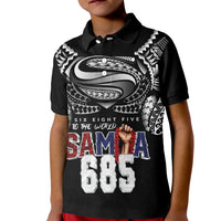 Super Samoa-Six Eight Five to The World Kid Polo Shirt Traditional Samoan Tattoo Black Color LT03 Kid Black - Polynesian Pride