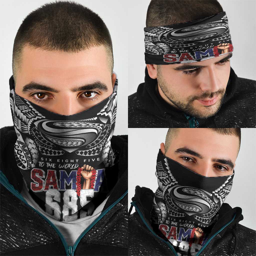 Super Samoa-Six Eight Five to The World Neck Gaiter Traditional Samoan Tattoo Black Color