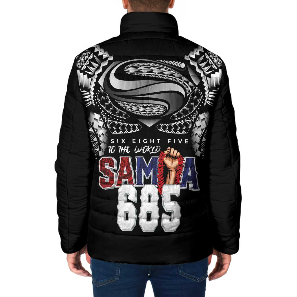 Super Samoa-Six Eight Five to The World Padded Jacket Traditional Samoan Tattoo Black Color