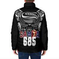 Super Samoa-Six Eight Five to The World Padded Jacket Traditional Samoan Tattoo Black Color