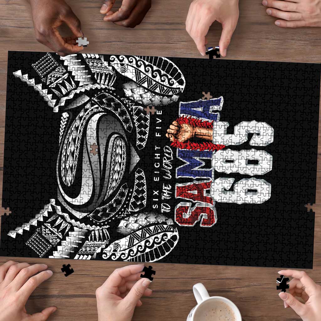 Super Samoa-Six Eight Five to The World Puzzle Traditional Samoan Tattoo Black Color LT03 - Polynesian Pride