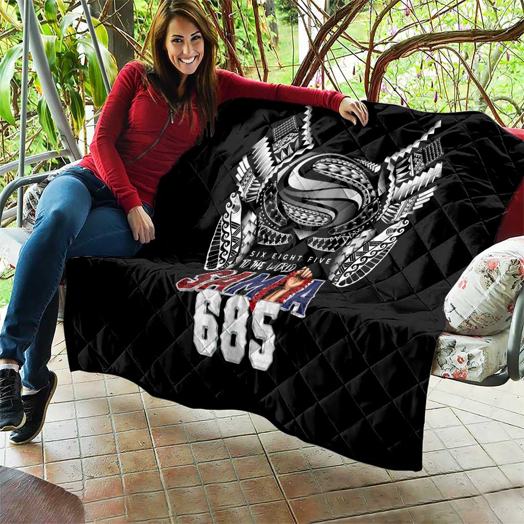 Super Samoa-Six Eight Five to The World Quilt Traditional Samoan Tattoo Black Color