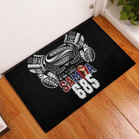 Super Samoa-Six Eight Five to The World Rubber Doormat Traditional Samoan Tattoo Black Color