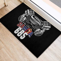 Super Samoa-Six Eight Five to The World Rubber Doormat Traditional Samoan Tattoo Black Color