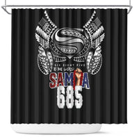 Super Samoa-Six Eight Five to The World Shower Curtain Traditional Samoan Tattoo Black Color