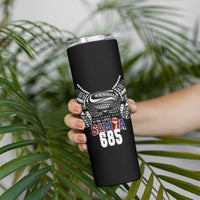 Super Samoa-Six Eight Five to The World Skinny Tumbler Traditional Samoan Tattoo Black Color