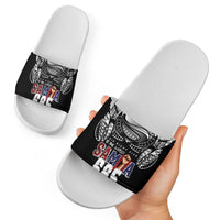 Super Samoa-Six Eight Five to The World Slide Sandals Traditional Samoan Tattoo Black Color