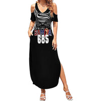 Super Samoa-Six Eight Five to The World Summer Maxi Dress Traditional Samoan Tattoo Black Color LT03 Women Black - Polynesian Pride