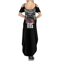 Super Samoa-Six Eight Five to The World Summer Maxi Dress Traditional Samoan Tattoo Black Color LT03 - Polynesian Pride