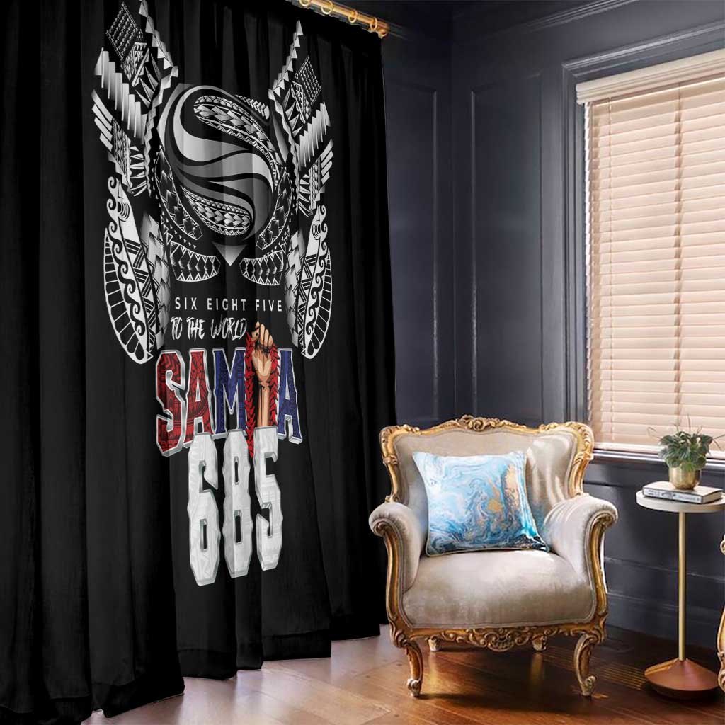 Super Samoa-Six Eight Five to The World Window Curtain Traditional Samoan Tattoo Black Color