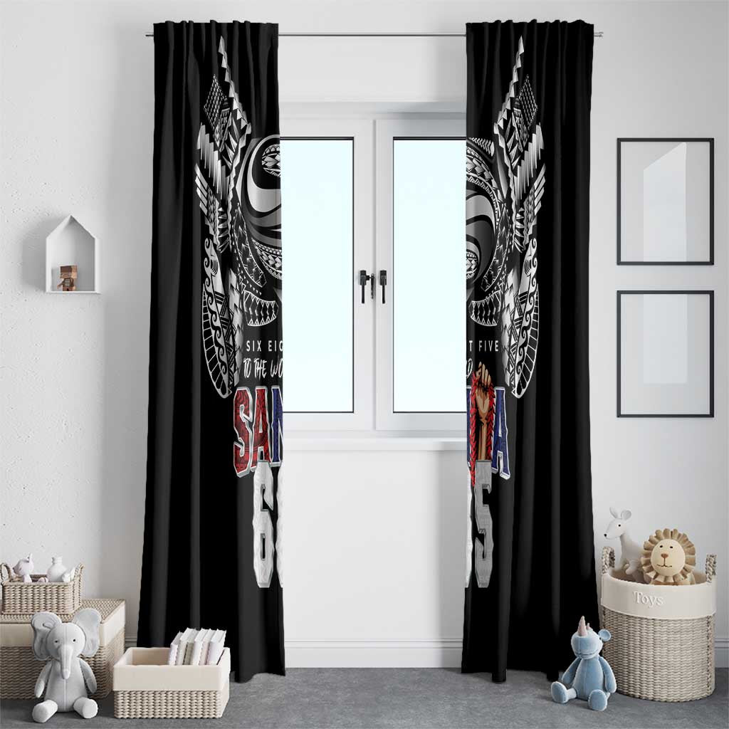 Super Samoa-Six Eight Five to The World Window Curtain Traditional Samoan Tattoo Black Color