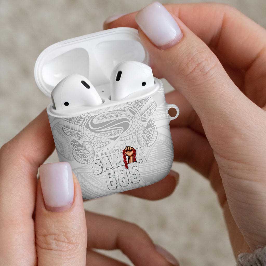Super Samoa-Six Eight Five to The World AirPods Case Traditional Samoan Tattoo All White