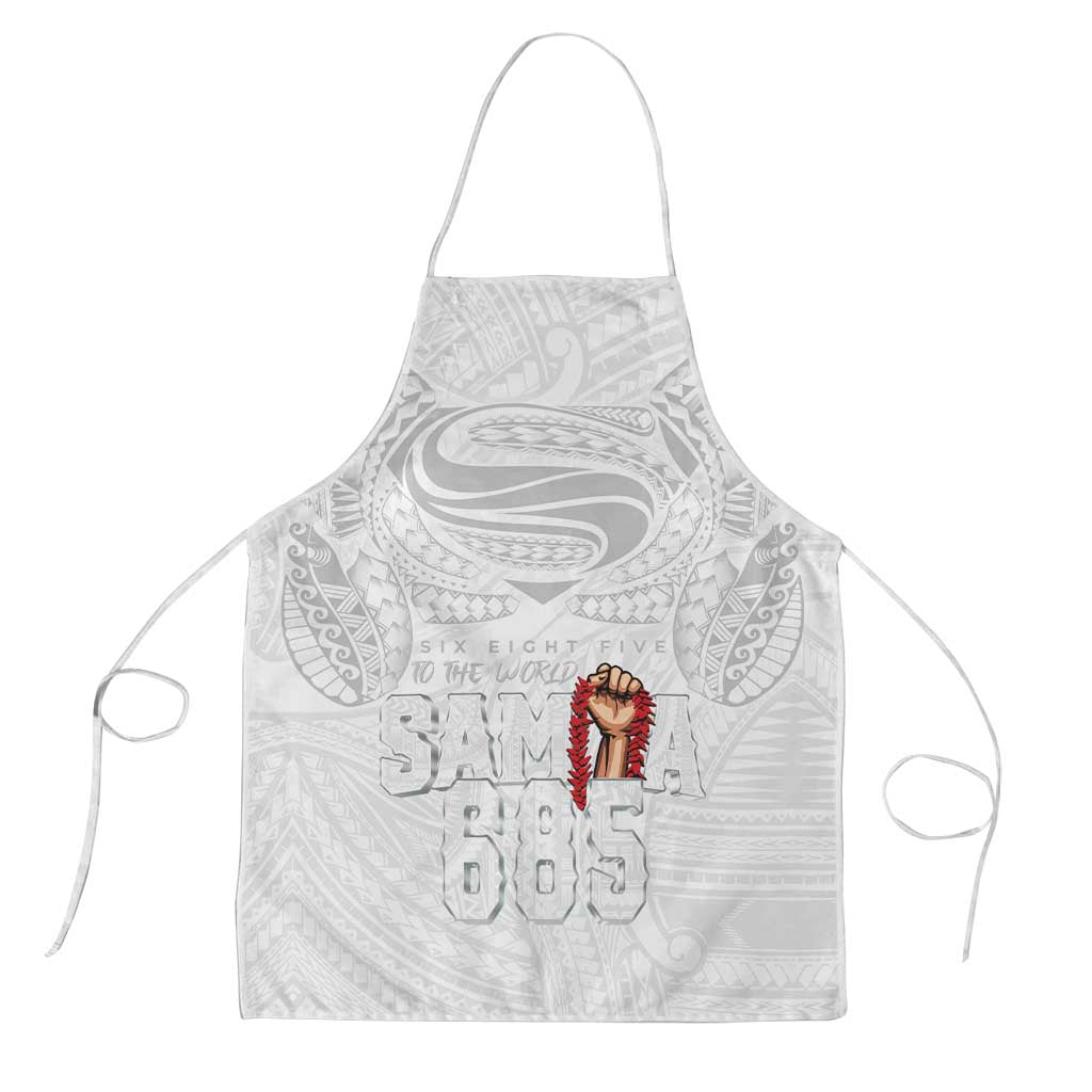 Super Samoa-Six Eight Five to The World Apron Traditional Samoan Tattoo All White LT03 White - Polynesian Pride