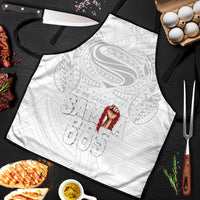 Super Samoa-Six Eight Five to The World Apron Traditional Samoan Tattoo All White LT03 White - Polynesian Pride