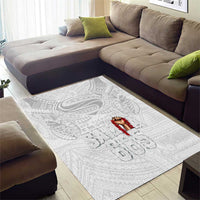 Super Samoa-Six Eight Five to The World Area Rug Traditional Samoan Tattoo All White