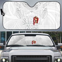 Super Samoa-Six Eight Five to The World Auto Sun Shade Traditional Samoan Tattoo All White LT03 White - Polynesian Pride