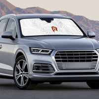 Super Samoa-Six Eight Five to The World Auto Sun Shade Traditional Samoan Tattoo All White LT03 - Polynesian Pride