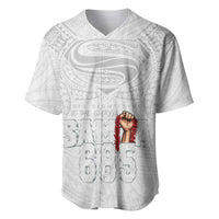 Super Samoa-Six Eight Five to The World Baseball Jersey Traditional Samoan Tattoo All White LT03 White - Polynesian Pride